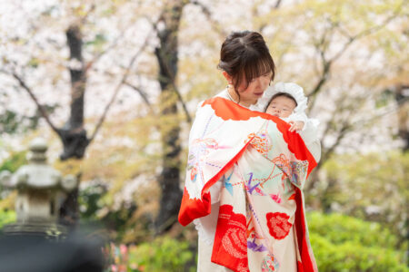 増上寺で出張撮影｜桜雨の中でお宮参りの写真撮影