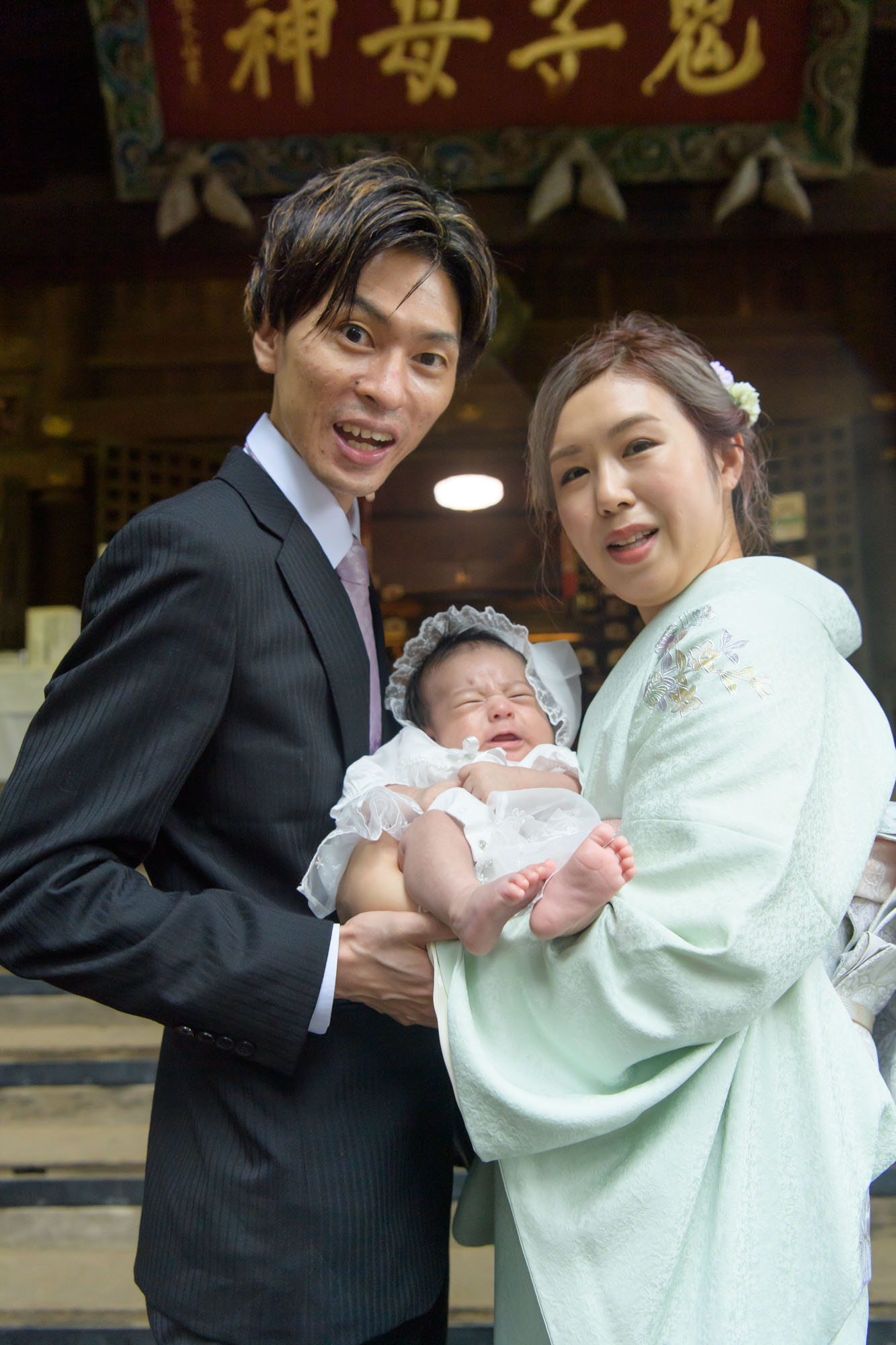 雨の鬼子母神お宮参り写真