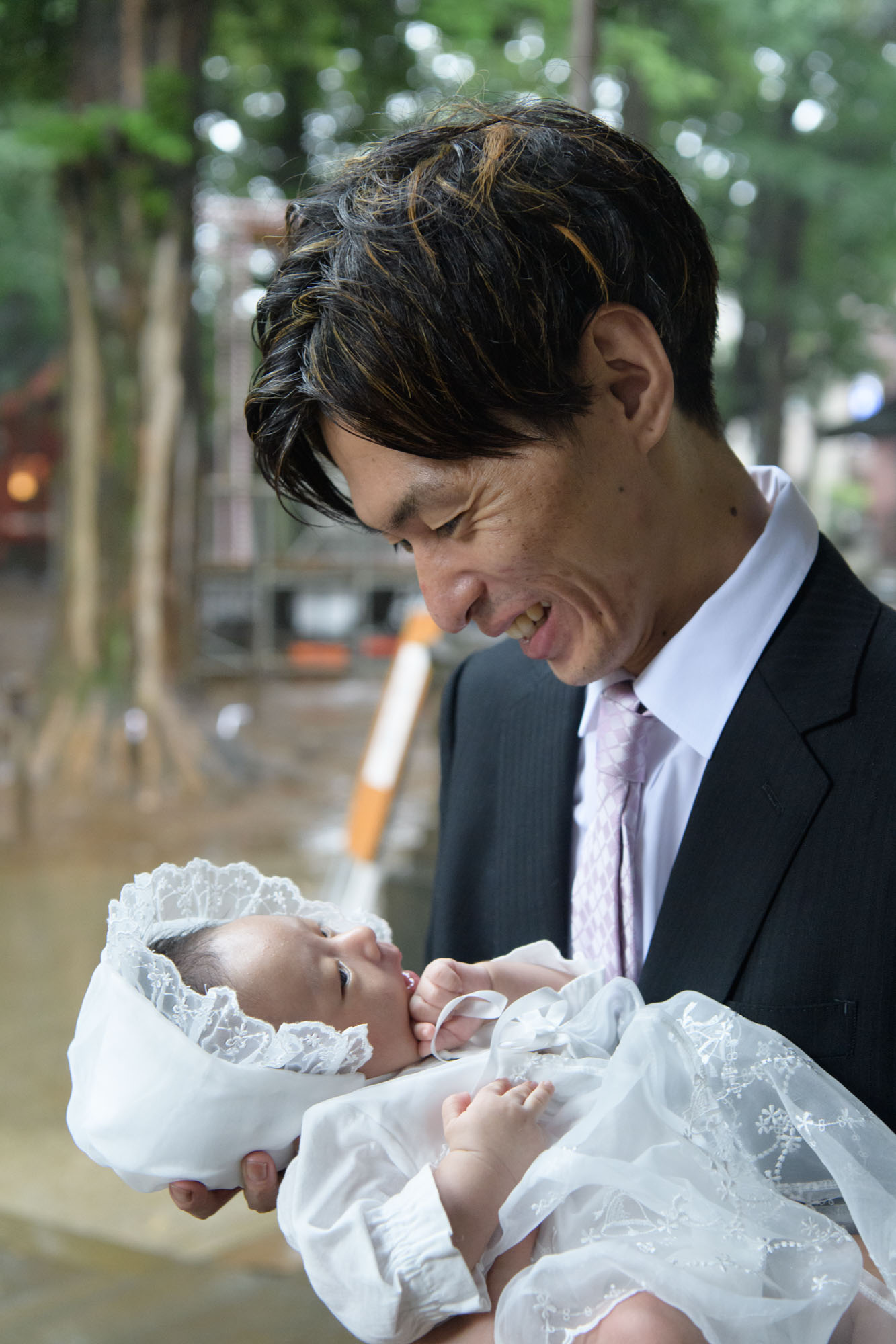 雨の鬼子母神お宮参り写真