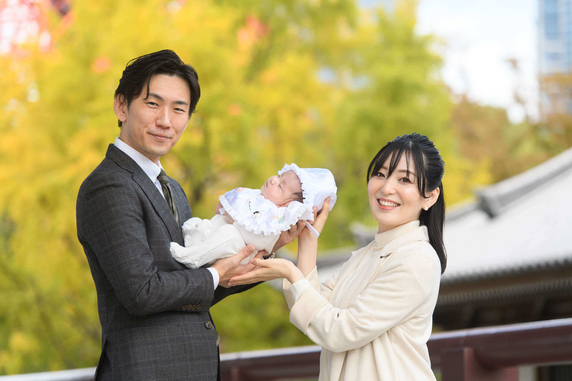 増上寺の紅葉とお宮参り写真