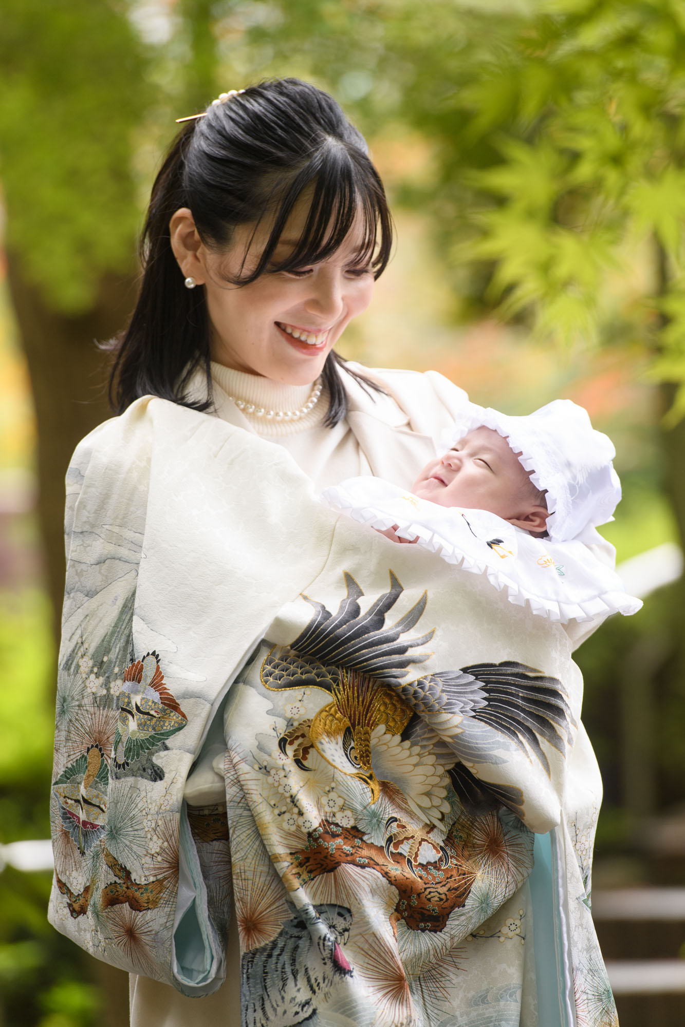 増上寺の紅葉とお宮参り写真