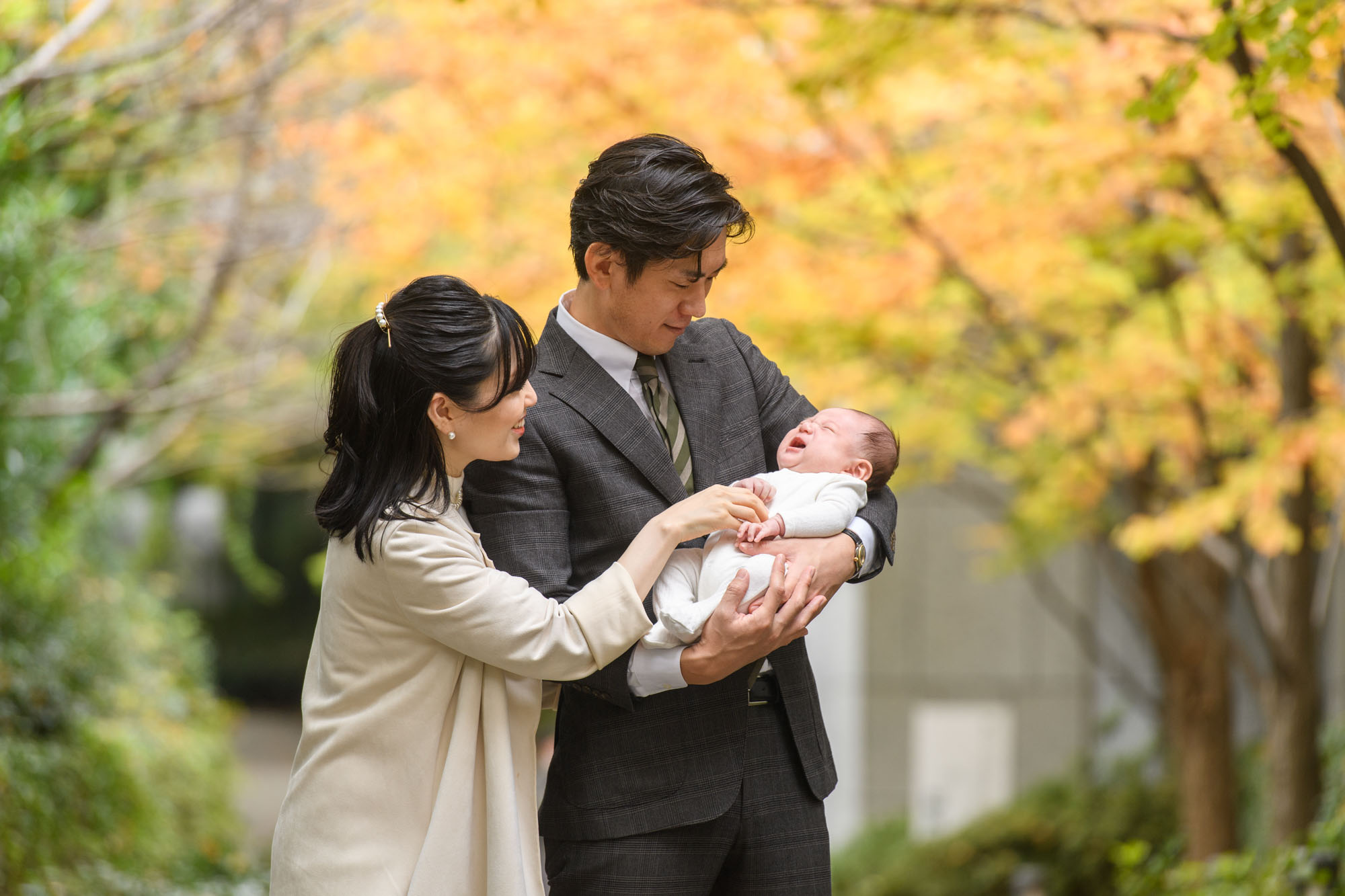 増上寺の紅葉とお宮参り写真