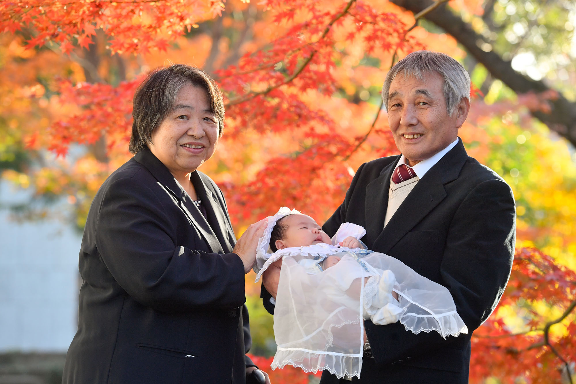 増上寺の紅葉とお宮参り写真