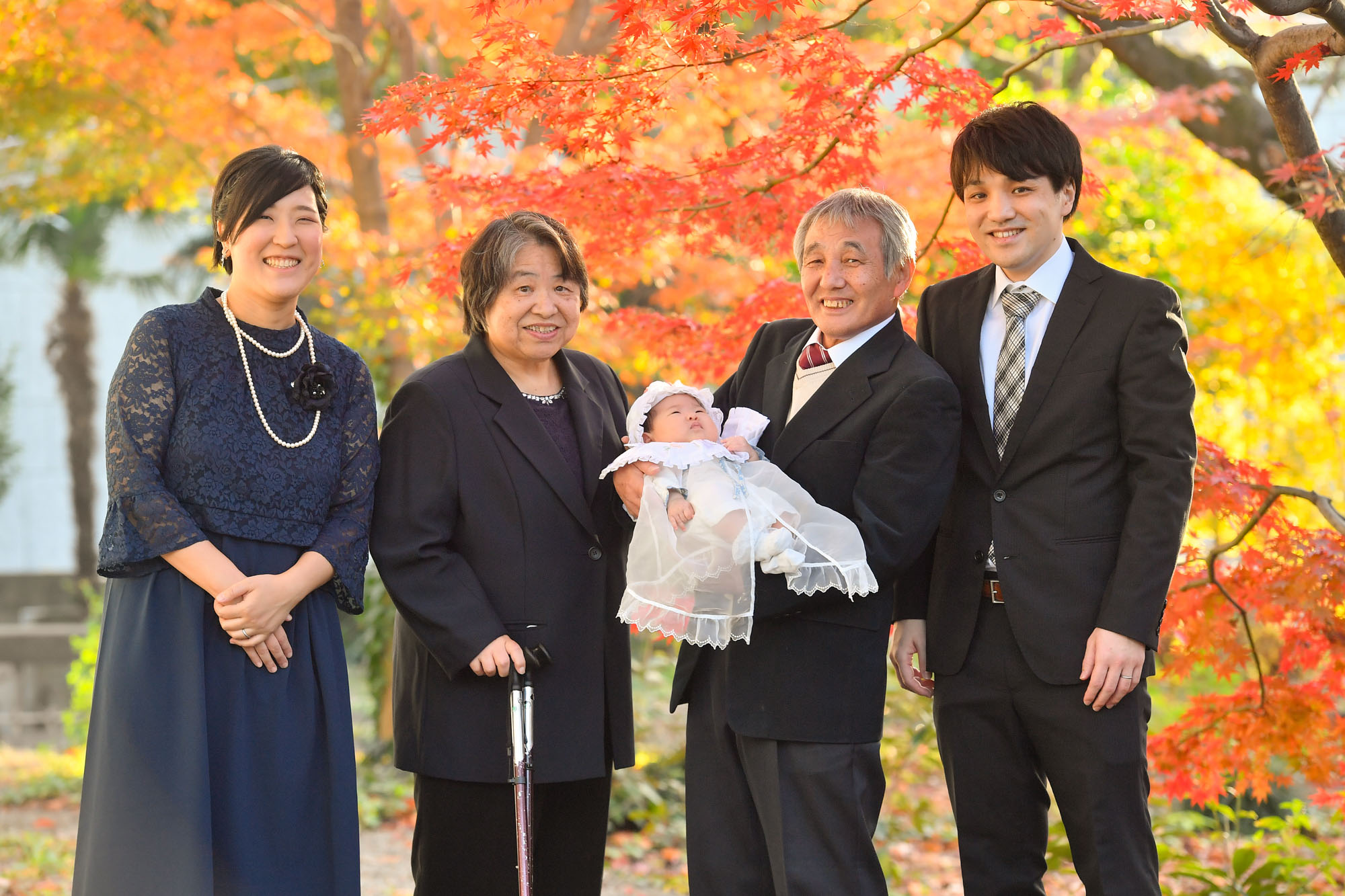 増上寺の紅葉とお宮参り写真