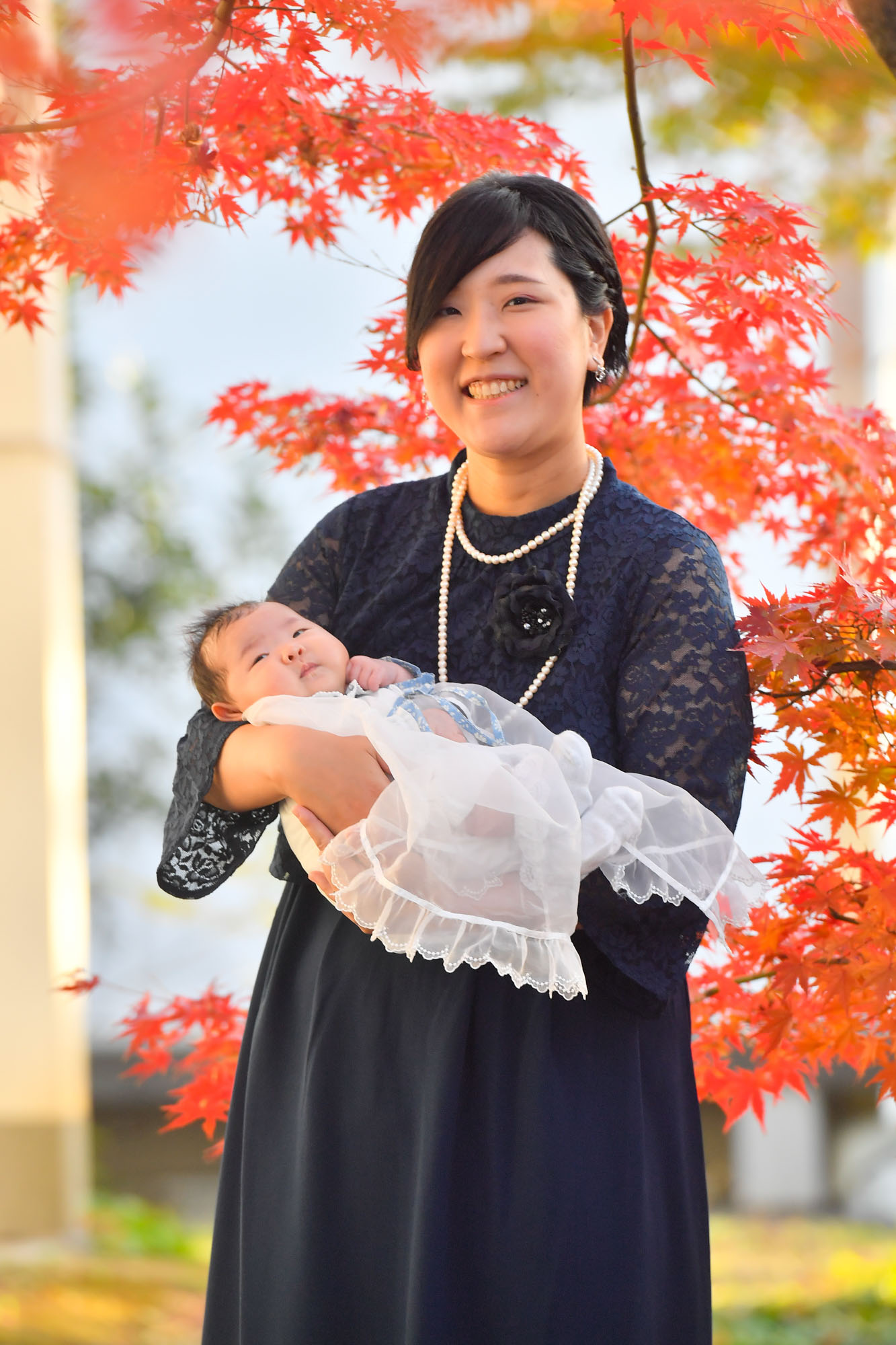 増上寺の紅葉とお宮参り写真