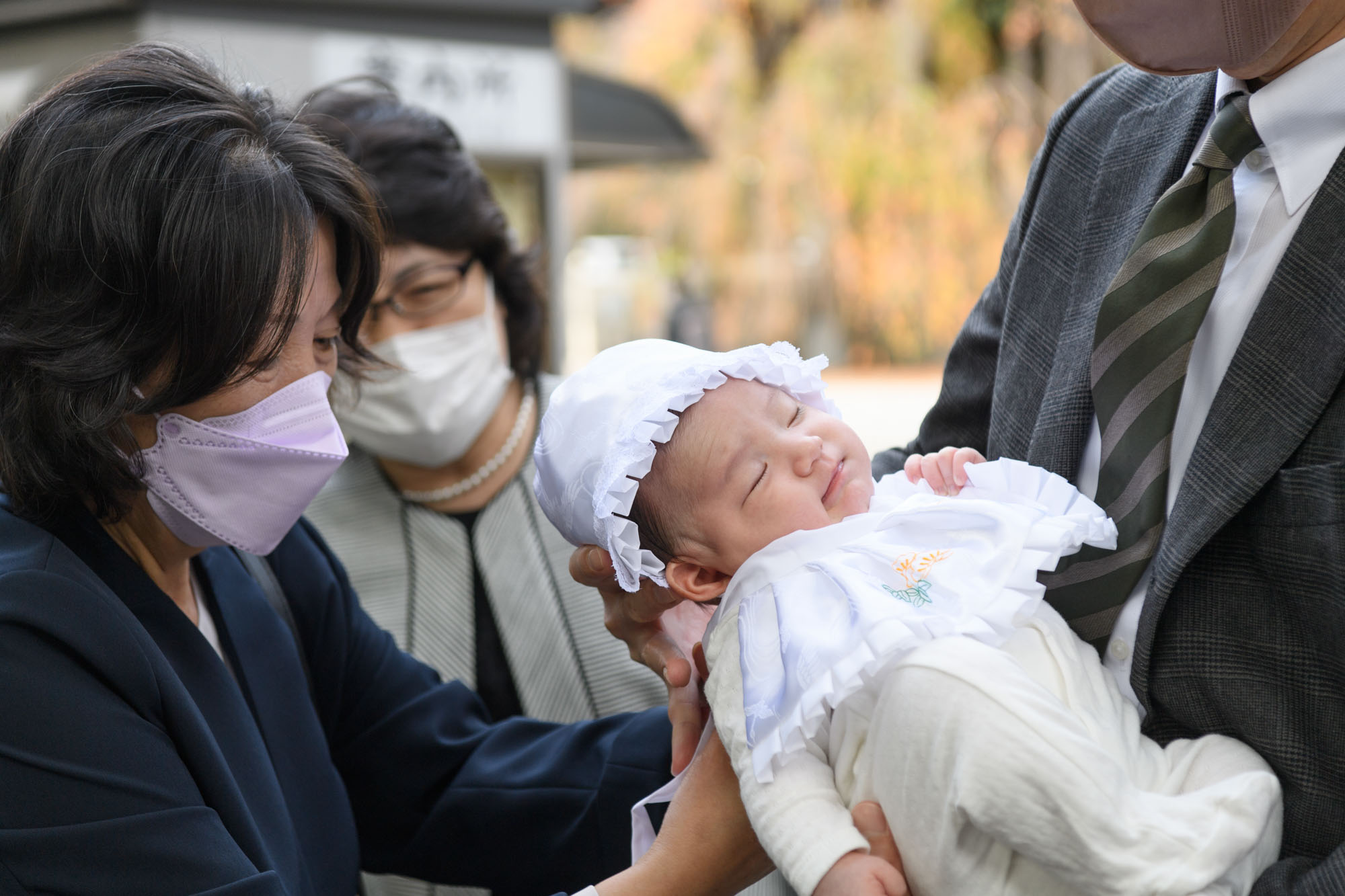 増上寺の紅葉とお宮参り写真