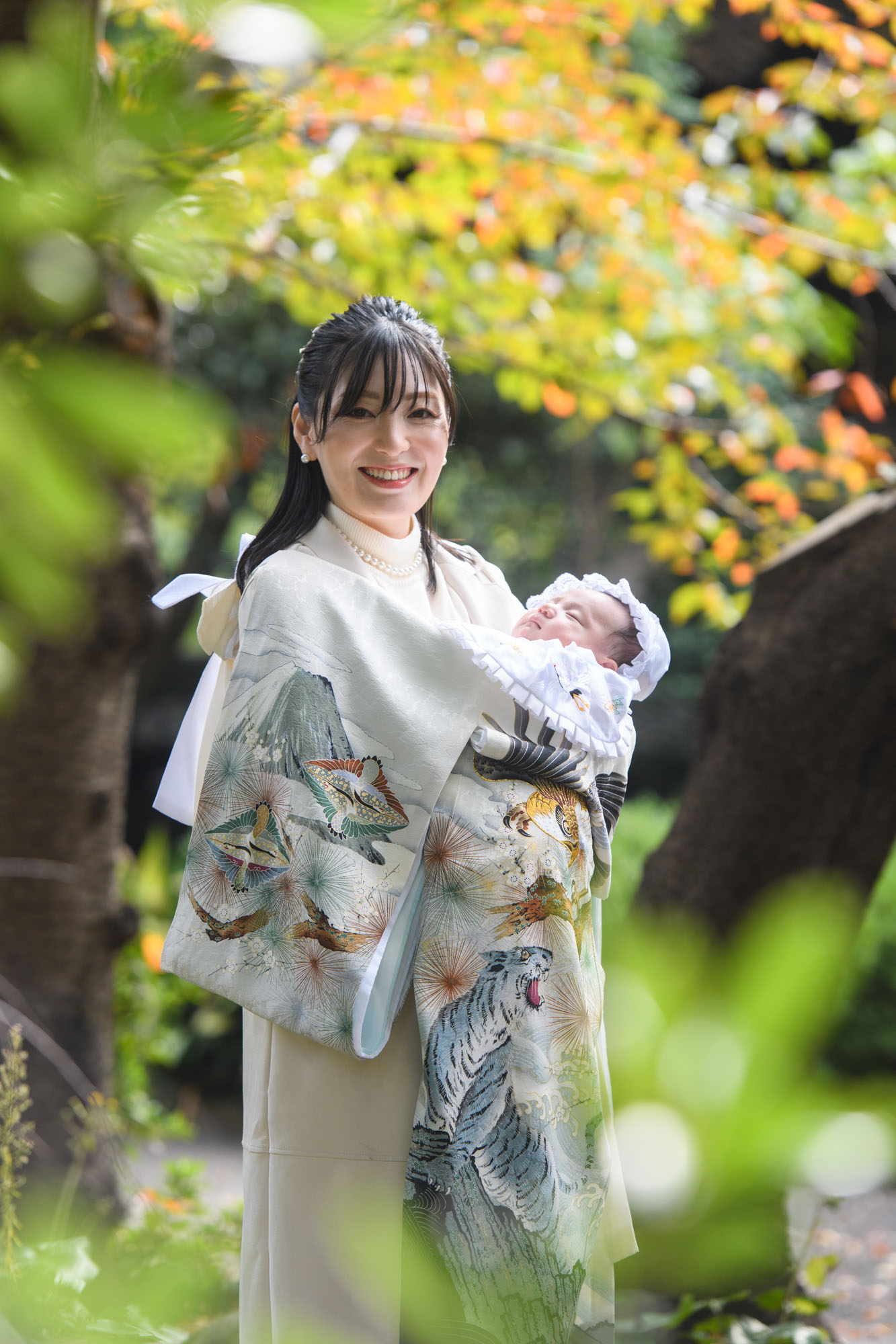 増上寺の紅葉とお宮参り写真