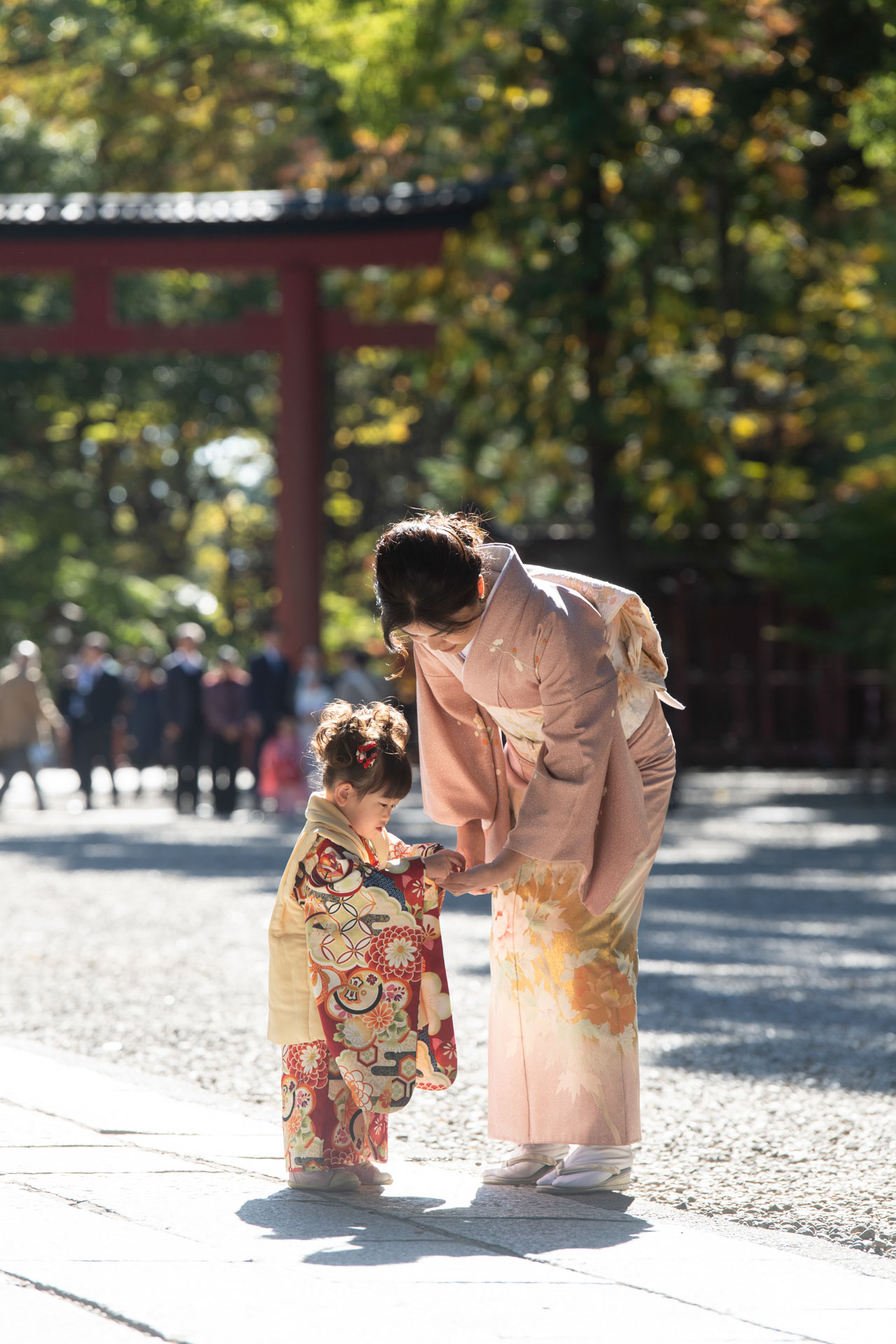 大宮氷川神社の参道で撮影した七五三写真